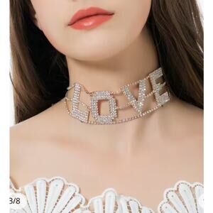 Brand New Arsimus Crystal Rhinestone Love Statement Choker Necklace Fashion